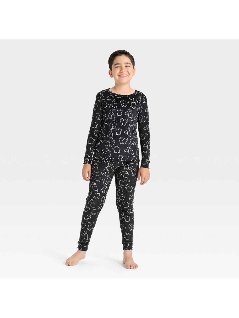 Kids 2pc Halloween Ghosts Snuggly Soft Long Sleeve  Pajama Set Cat & Jack size 4